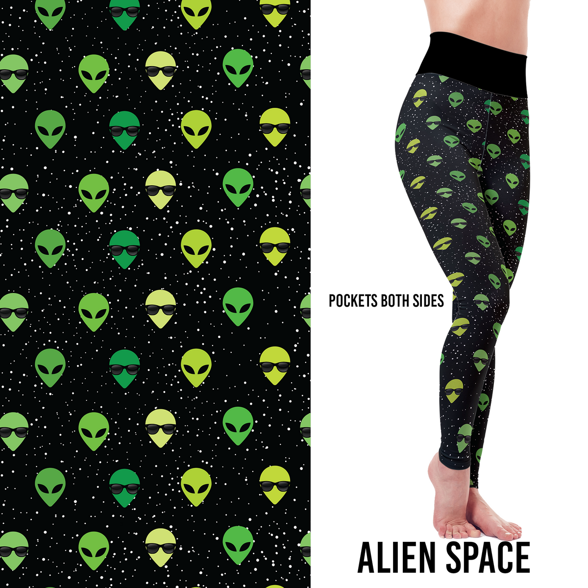 Little Green Aliens  Leggings with Pockets - Pre-Order