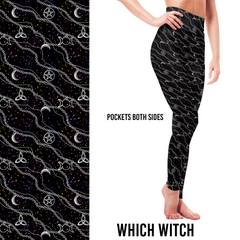 Celestial Witch Leggings – Pentagram & Moon Phase with Pockets - Pre Order