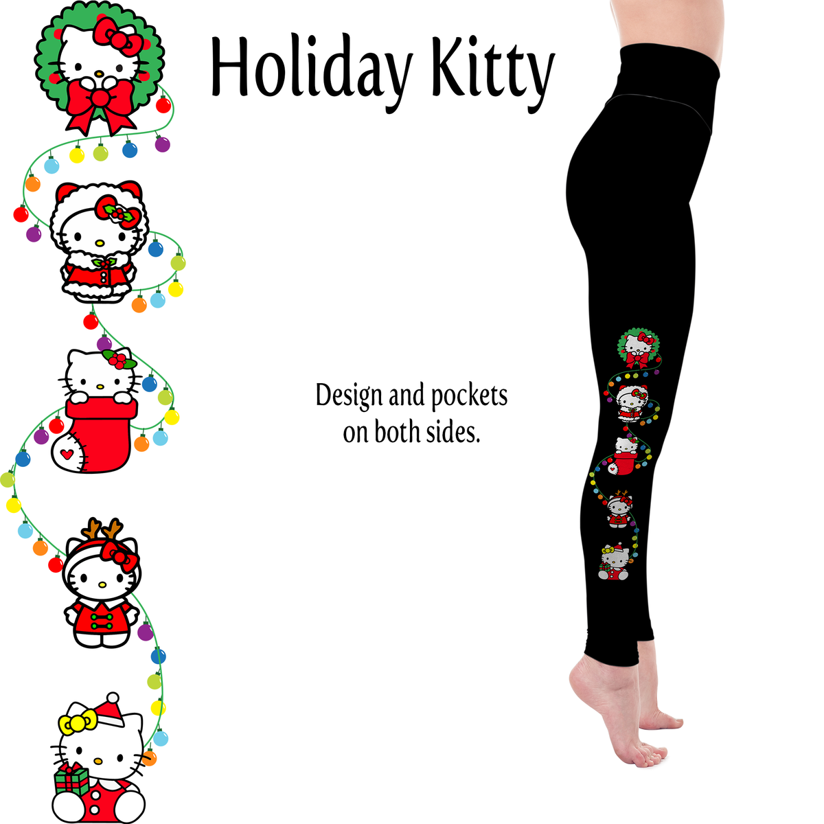 Holiday Cat Handmade Leggings with Pockets