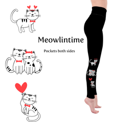 Love Hearts Kitty Heart Handmade Leggings with Pockets