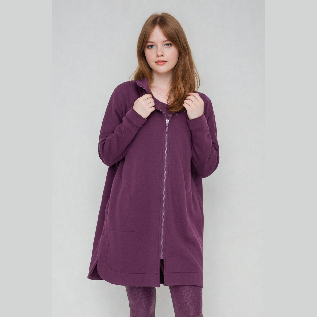 Cozy Comfort  Zip Up Hoodie Jacket  Burgundy