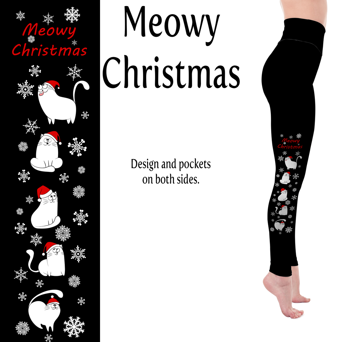 Meowy Cat Handmade Leggings with Pockets