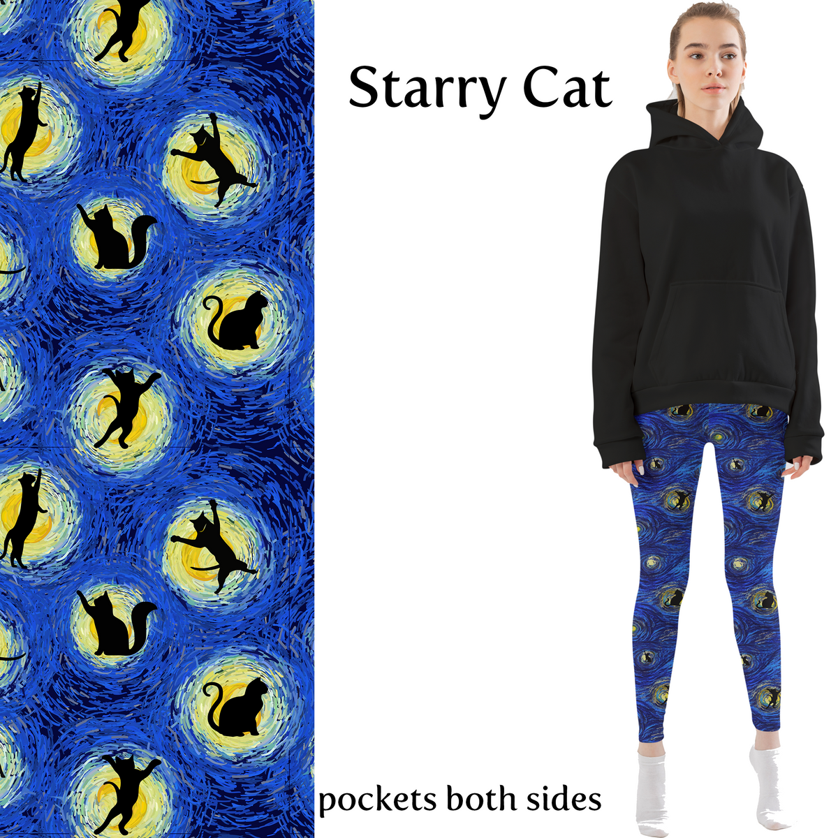 Starry Cat Leggings with Pockets