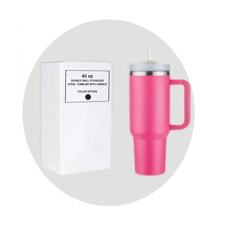 Hot Pink 40oz Tumbler Cup Holder Friendly