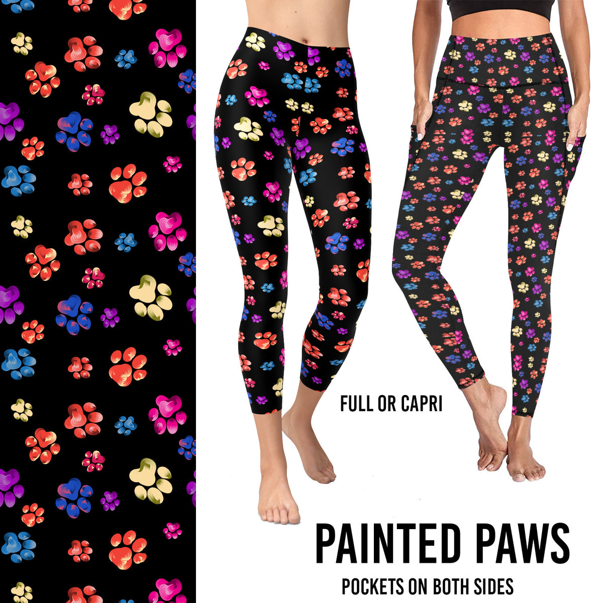 Pre Order Painted Paws Leggings with Pockets Full or Capri