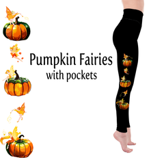 Autumn Pumpkin Fairies Handmade Leggings with Pockets