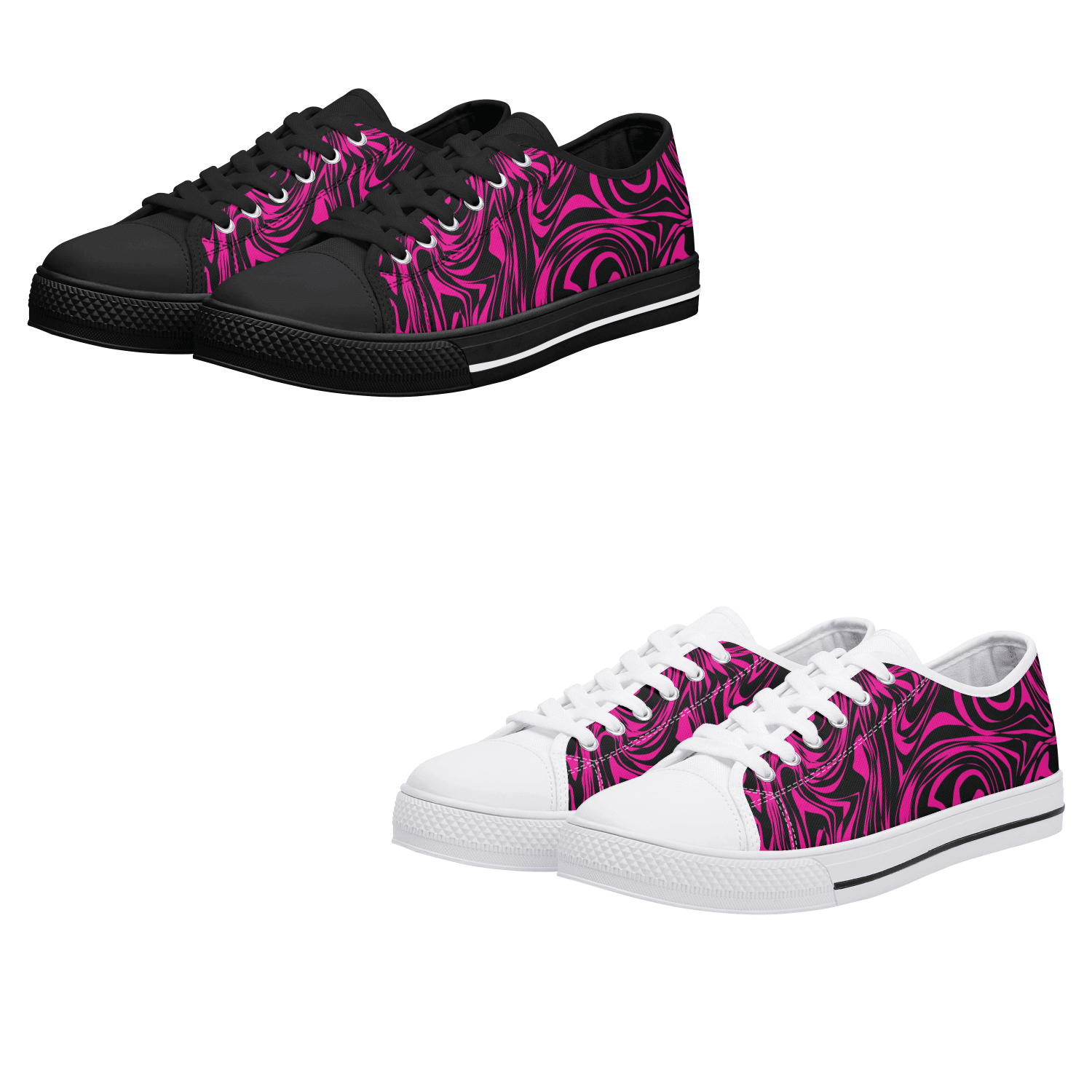 Pink Zebra Womens Low Top Canvas Shoes