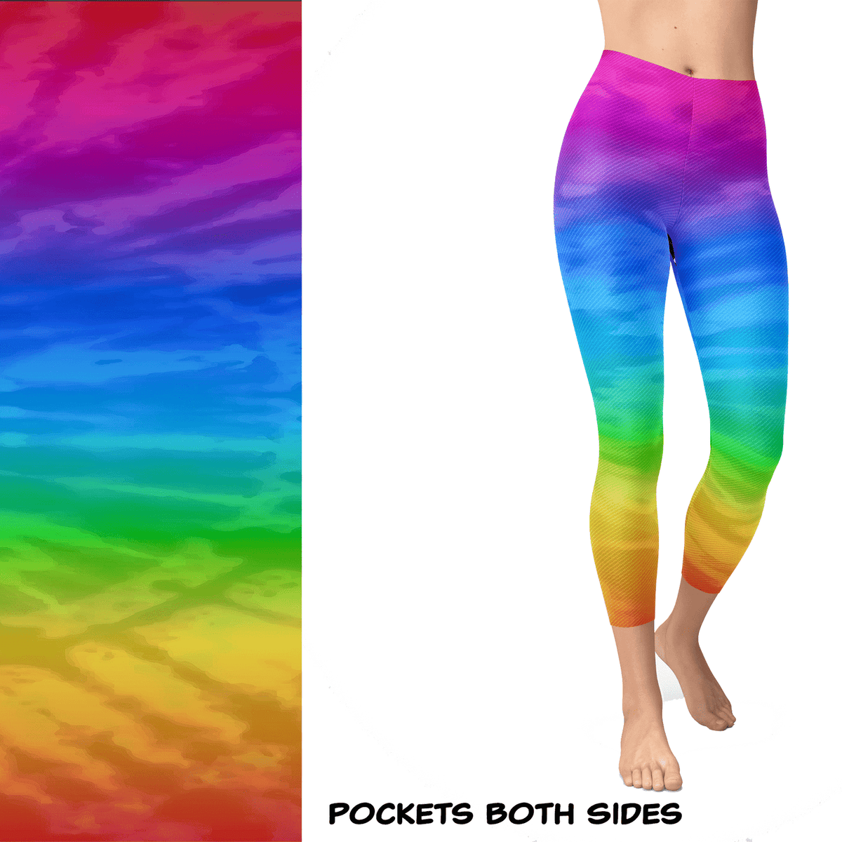 Rainbow Tie Dye Capri Leggings with Pockets