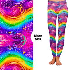 Rainbow Waves Leggings with Pocket Full Length