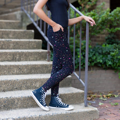 Rainbow Constellations Glow-in-the-Dark Kids Leggings with Pockets
