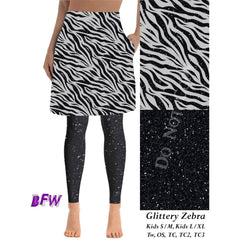 Glitter Zebra Skirted over Faux Glitter Leggings with Pockets
