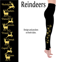 Reindeers Christmas Handmade Leggings with Pockets