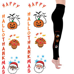 Happy  HalloThanksMas Leggings with Pockets