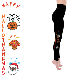 Happy  HalloThanksMas Leggings with Pockets