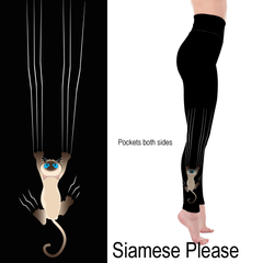 Siamese Please Cat Scratch Leggings with Pockets