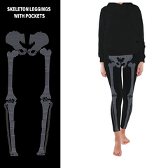 Rhinestone Skeleton Sparkle Bones Leggings Full Pockets/Shirt Sold Separately