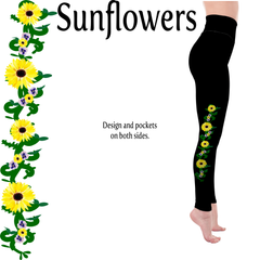 Sunflowers Handmade Leggings with Pockets