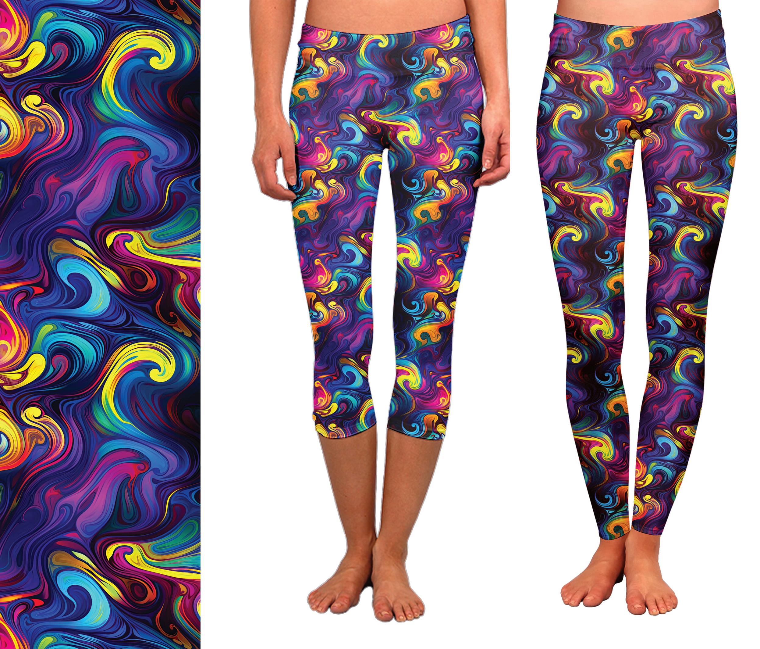 Painted Swirls Full Leggings and Capris with Pockets