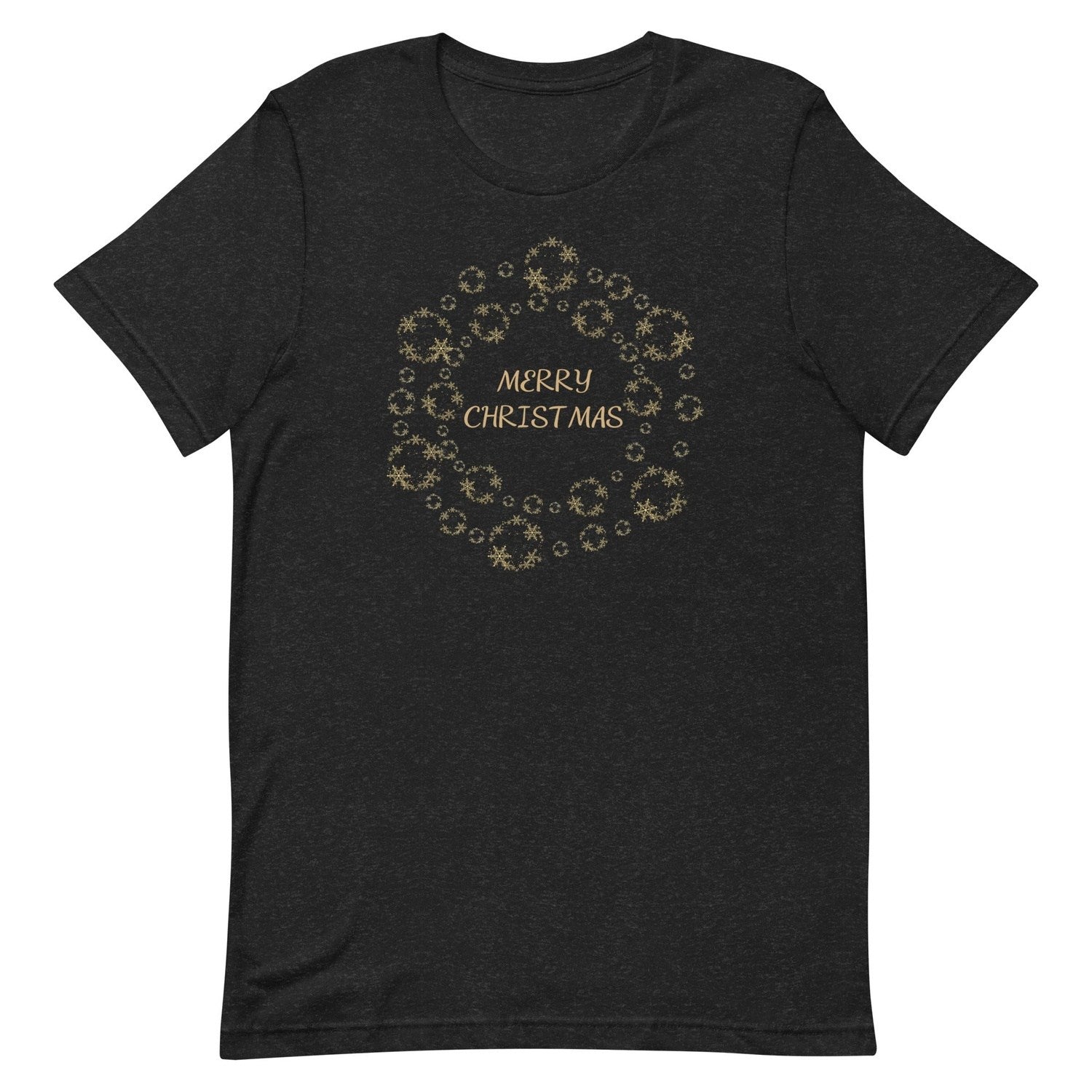 Gold Merry Christmas Tee Shirt Crew Neck, V Neck, Long Sleeve