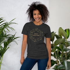 Gold Merry Christmas Tee Shirt Crew Neck, V Neck, Long Sleeve