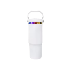 Black or White Rainbow Tumbler with Flip up Straw  30 oz