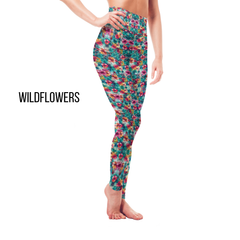 Legging à poches motif fleurs sauvages aquarelle