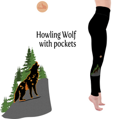 Howling Wolf Handmade Leggings with Pockets