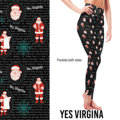 Yes Virginia Santa Claus Christmas Leggings with Pockets