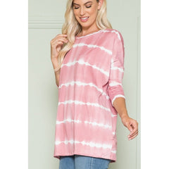 Tie Dye Stripe Baseball Sleeve Top