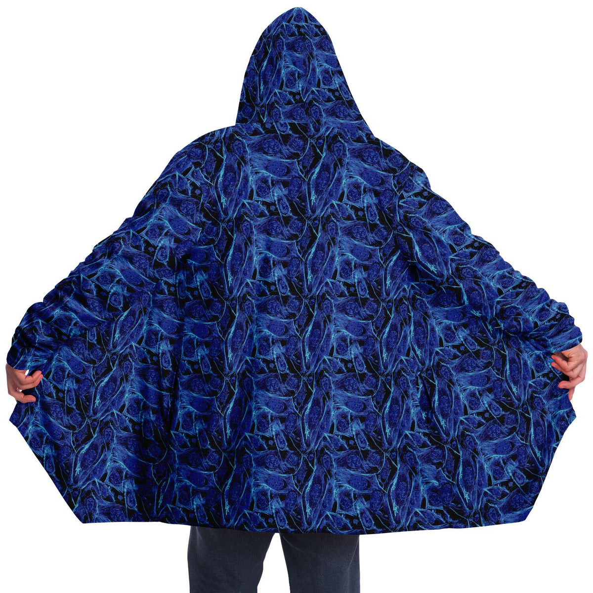 Blue Lighting Hooded Cloak with Pockets - Custom Sewn