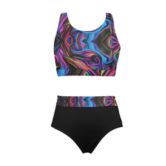 Color Wave Crop Top Swimsuit