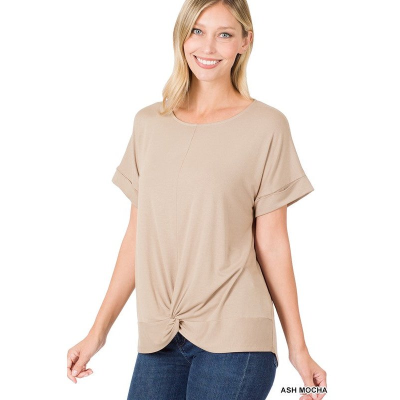 RAYON SPAN CREPE KNOT-FRONT TOP