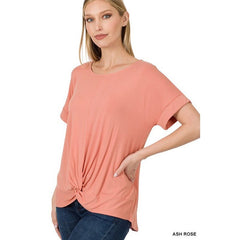 RAYON SPAN CREPE KNOT-FRONT TOP