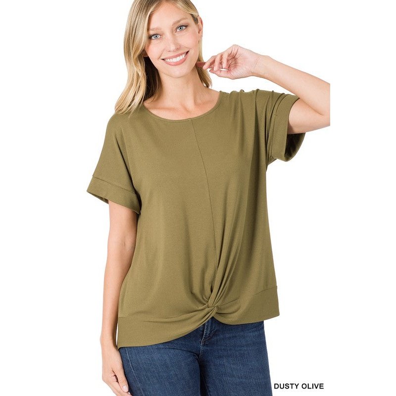 RAYON SPAN CREPE KNOT-FRONT TOP