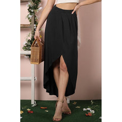 Hi Low Pleated Detailed Flowy Summer Skirt
