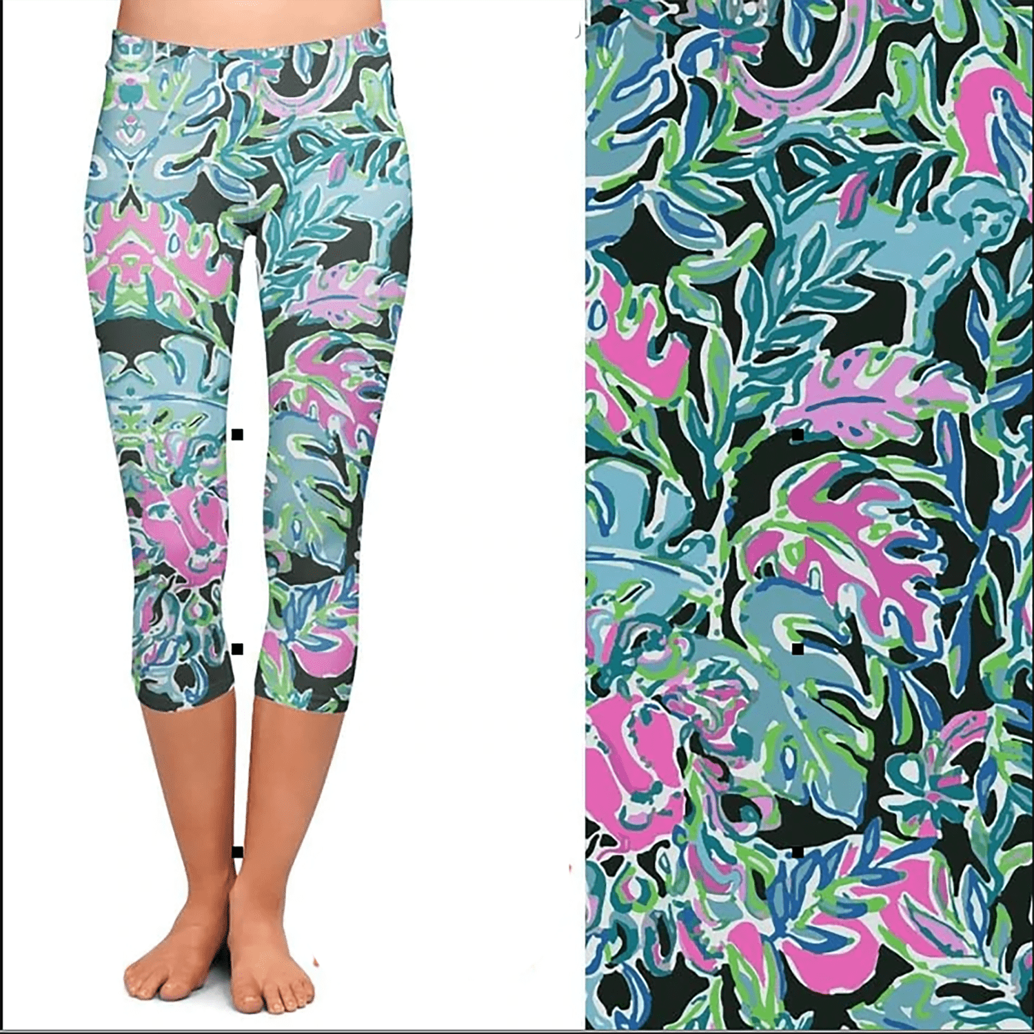 Palm Style Leggings-with Leggings with Pockets Design