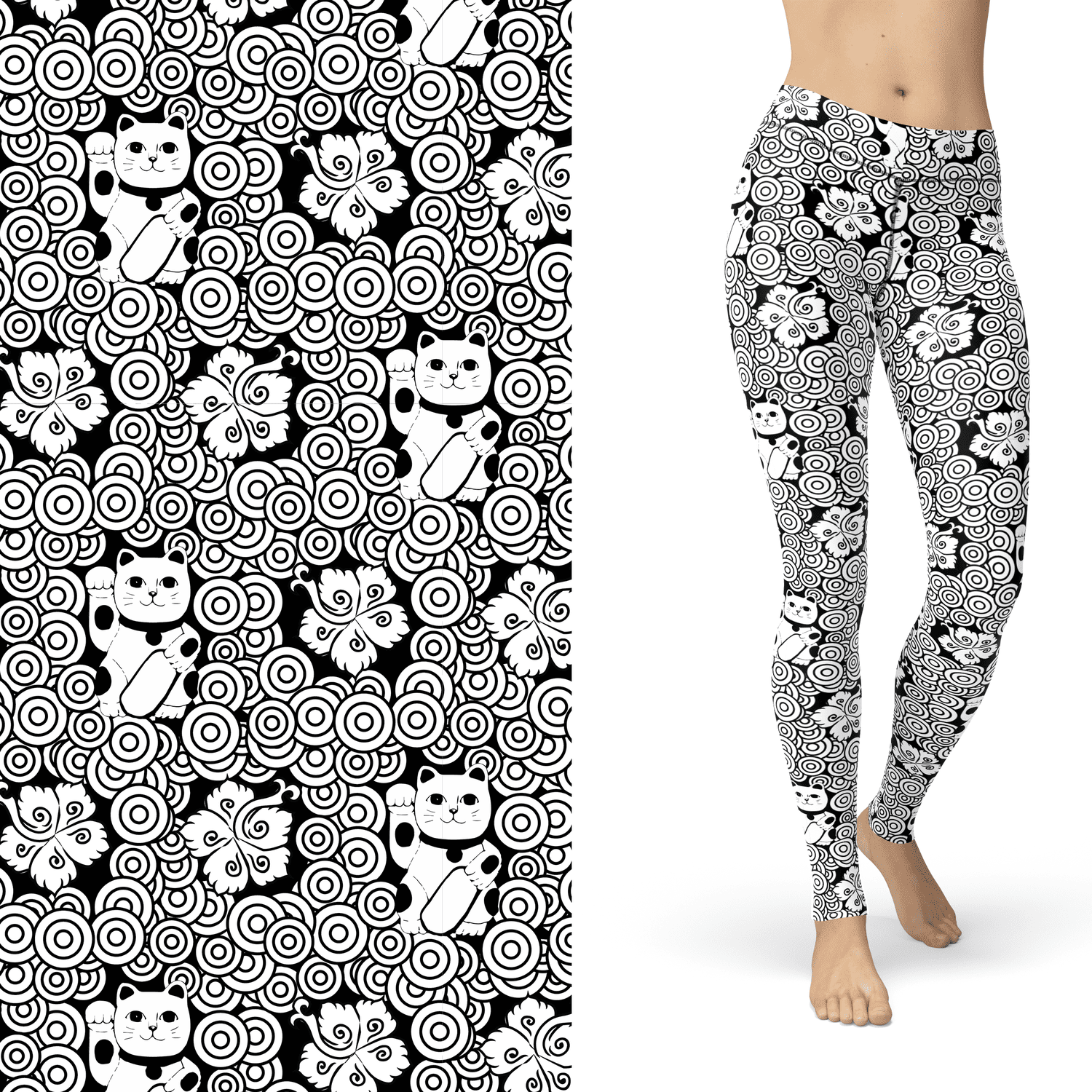 Lucky Cat Coloring Book Legging with Pockets and Sharpie Fabric Markers