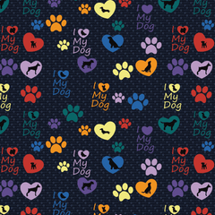 Dog Love Leggings with Hearts and Paw Prints Small Print- Fur Baby - Dog Rescue