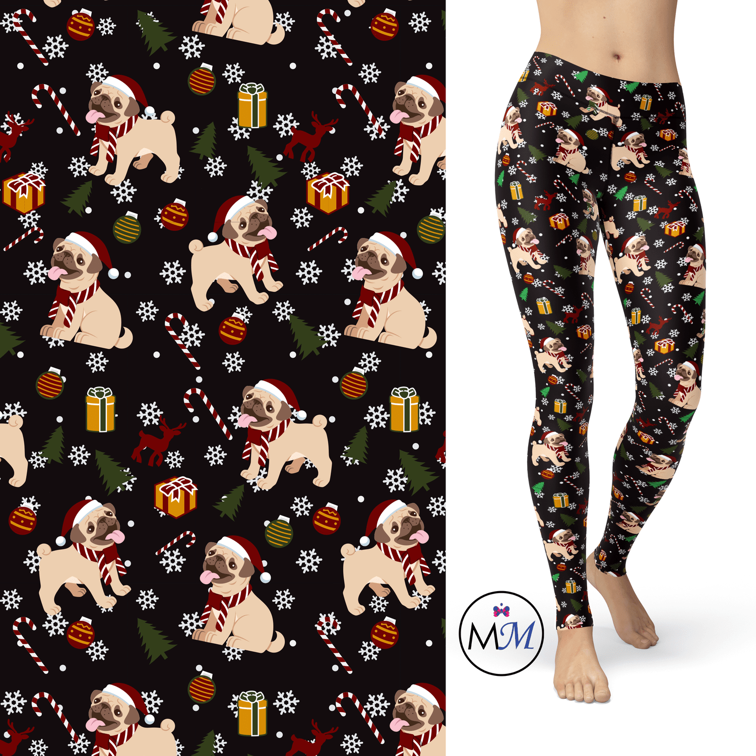 Pug Christmas Leggings with Pockets