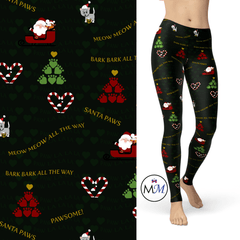 Christmas Paws Leggings with Side Pockets