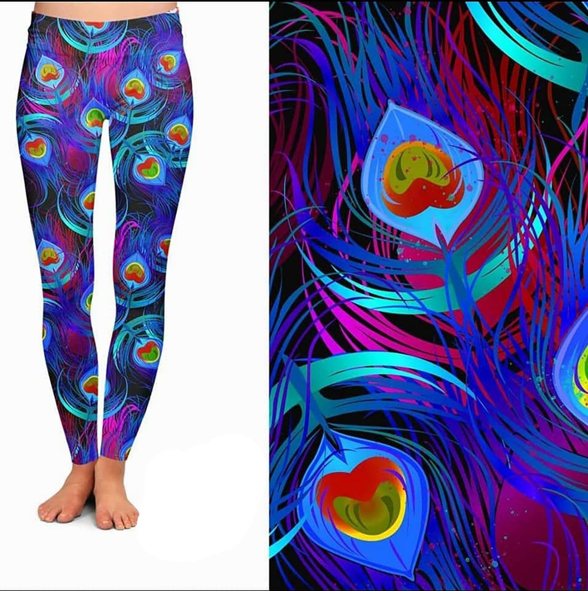 Peacock Leggings-with Leggings with Pockets Design