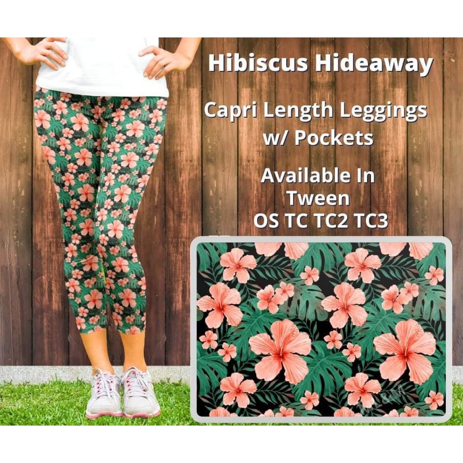 Hibiscus Hideaway Capri Leggings w/ Pockets