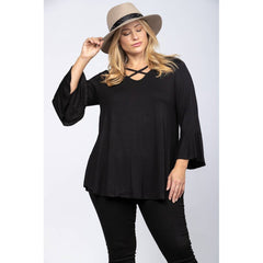 Black Strappy Shirt Plus Size Tunic