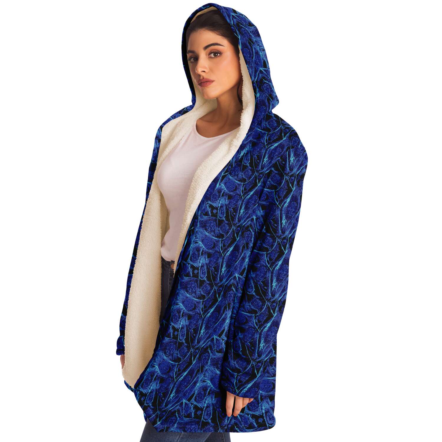 Blue Lighting Hooded Cloak with Pockets - Custom Sewn