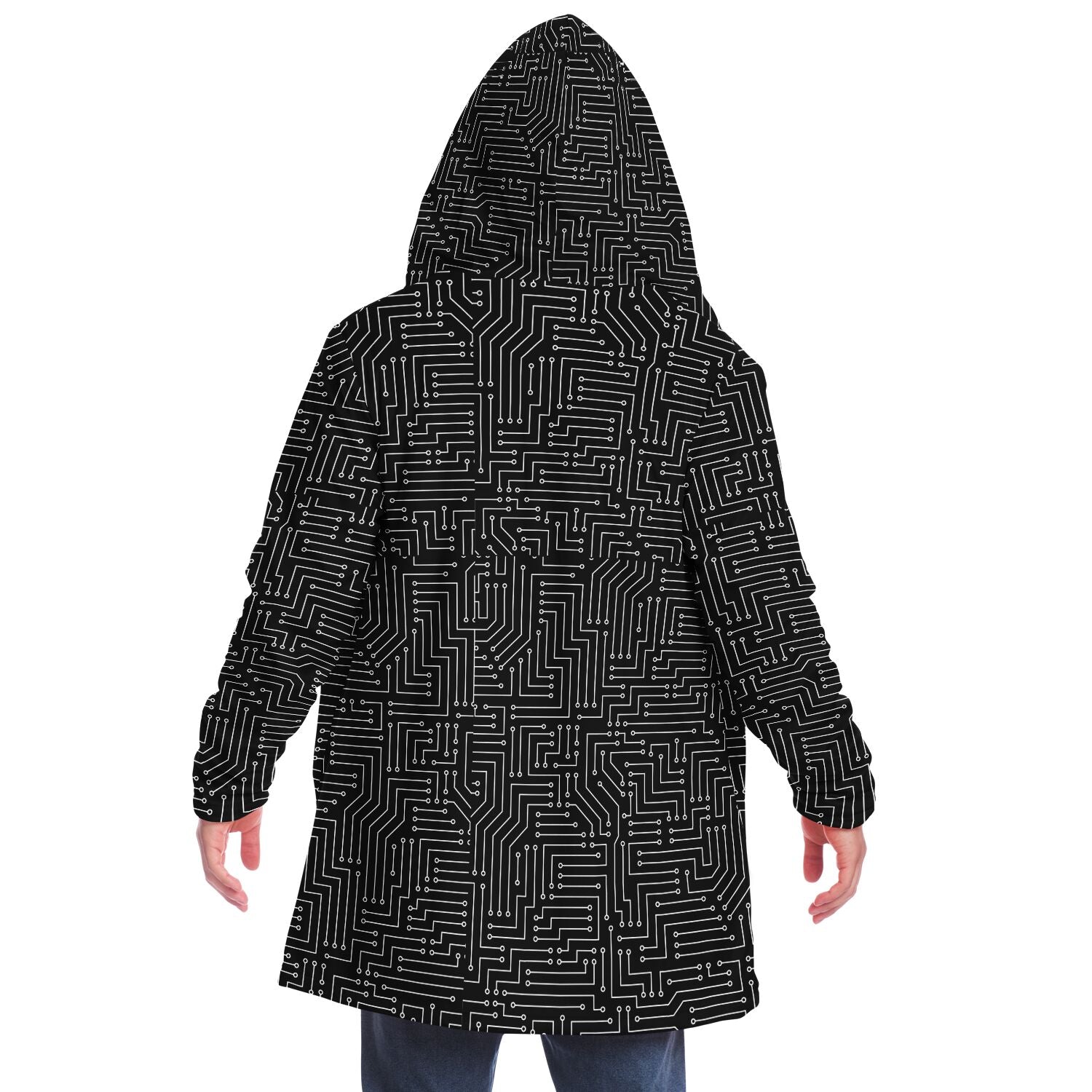 Black and White Circuit Board Cloak - Custom