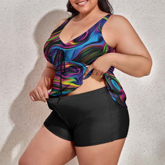 Color Wave Women's Tankini Plus Size
