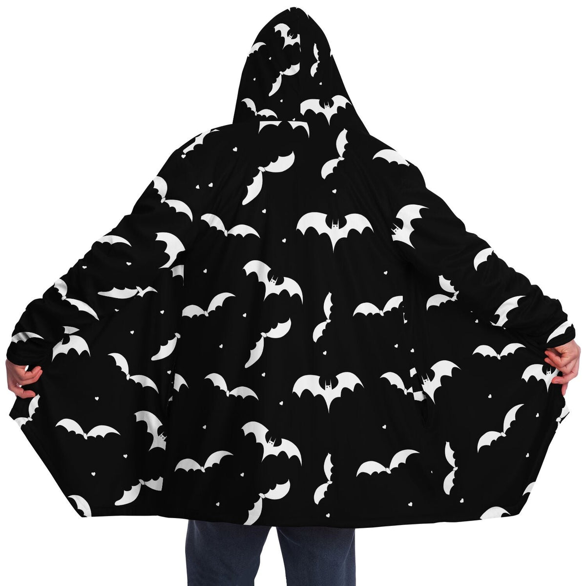 Black and White Bat Micro Mink Cloak - Custom