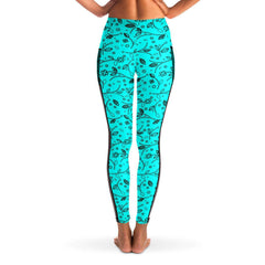 Teal Floral Leggings with Pockets