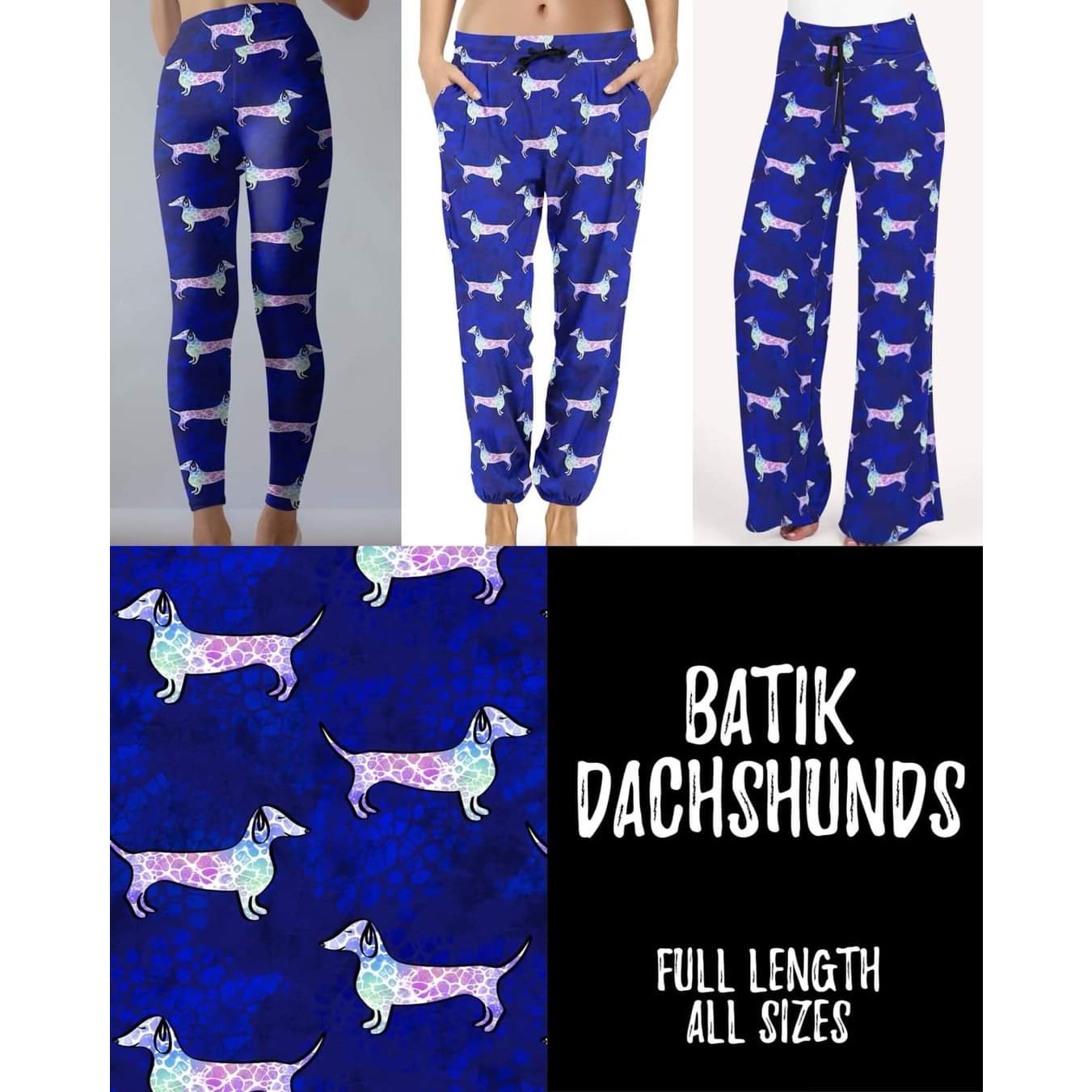 Batik Dachshunds Leggings with Pockets