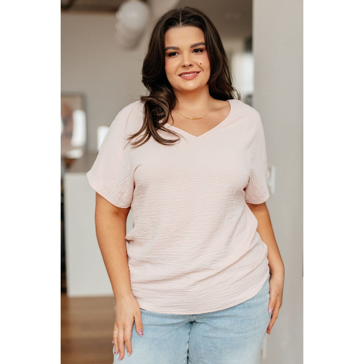Frequently Asked Questions V-Neck Top in Blush